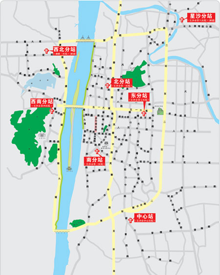 长沙市紧急救援站点分布示意图