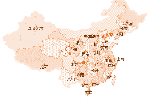 重庆在中国省会城市地图上的方位