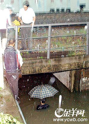 昨晚豪雨如注 水漫广州城:花都区(图)