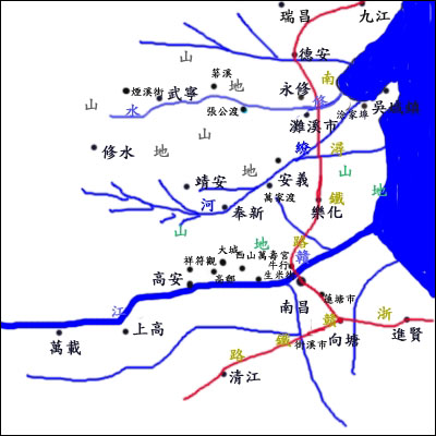 (南昌会战); 转自搜狐; 红色之旅--南昌5日游的行程地图展示图片