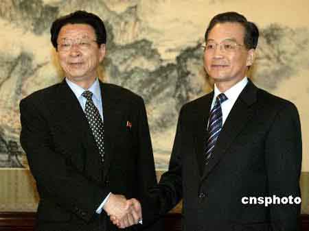 温家宝总理会见朝鲜副总理率领的朝政府代表团