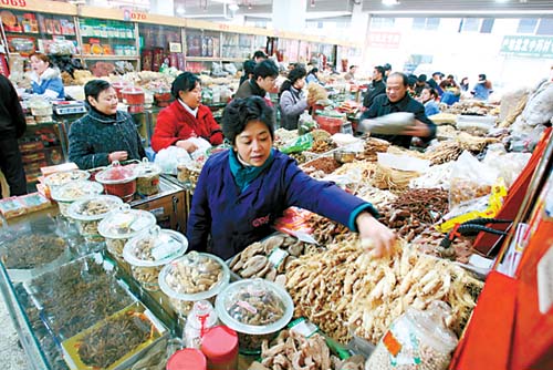种类齐全的中药材市场