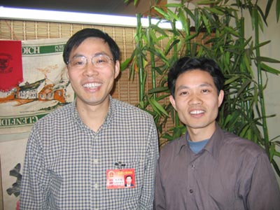 连线精彩图片   人大代表,浪潮集团总裁孙丕恕与搜狐it记者陈礼明合影