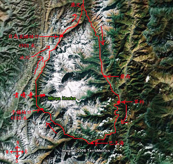 贡嘎山线路图