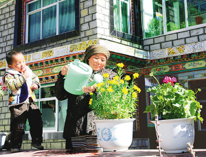 西藏农牧民喜气洋洋住新房(图)