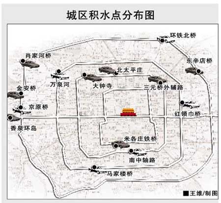 北京十大积水点探访 大雨量和地势低是主因(图