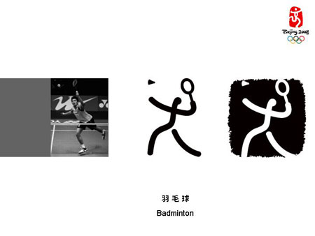 图文:北京2008奥运会图标揭晓 羽毛球造型