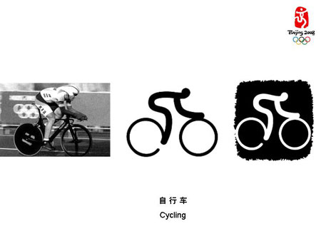北京2008奥运会体育图标揭晓 自行车造型