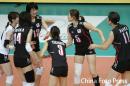 图文：女排大奖赛中国夺第5 日本队员庆祝得分