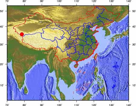 中国台网测定新疆和田今凌晨发生5.4级地震(图)