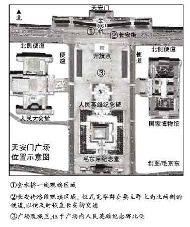 10月1日北京警方划区管理天安门 3区域可观升旗