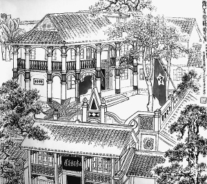 遵义会议会址(中国画)(图)