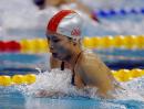 图文：女子200米蛙泳中国齐晖获金牌 比赛瞬间