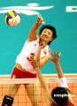 图文：亚运会中国女排战胜日本获冠军 大力扣杀