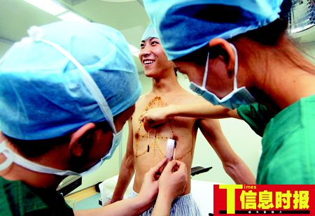 全国首例公开变性男大学生完成丰胸手术(图)