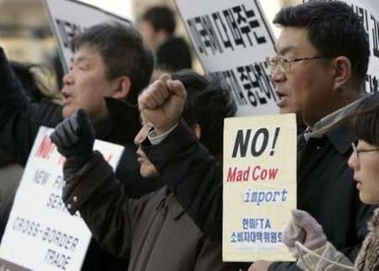 韩国农民举行示威 抗议设立美韩自由贸易区(图