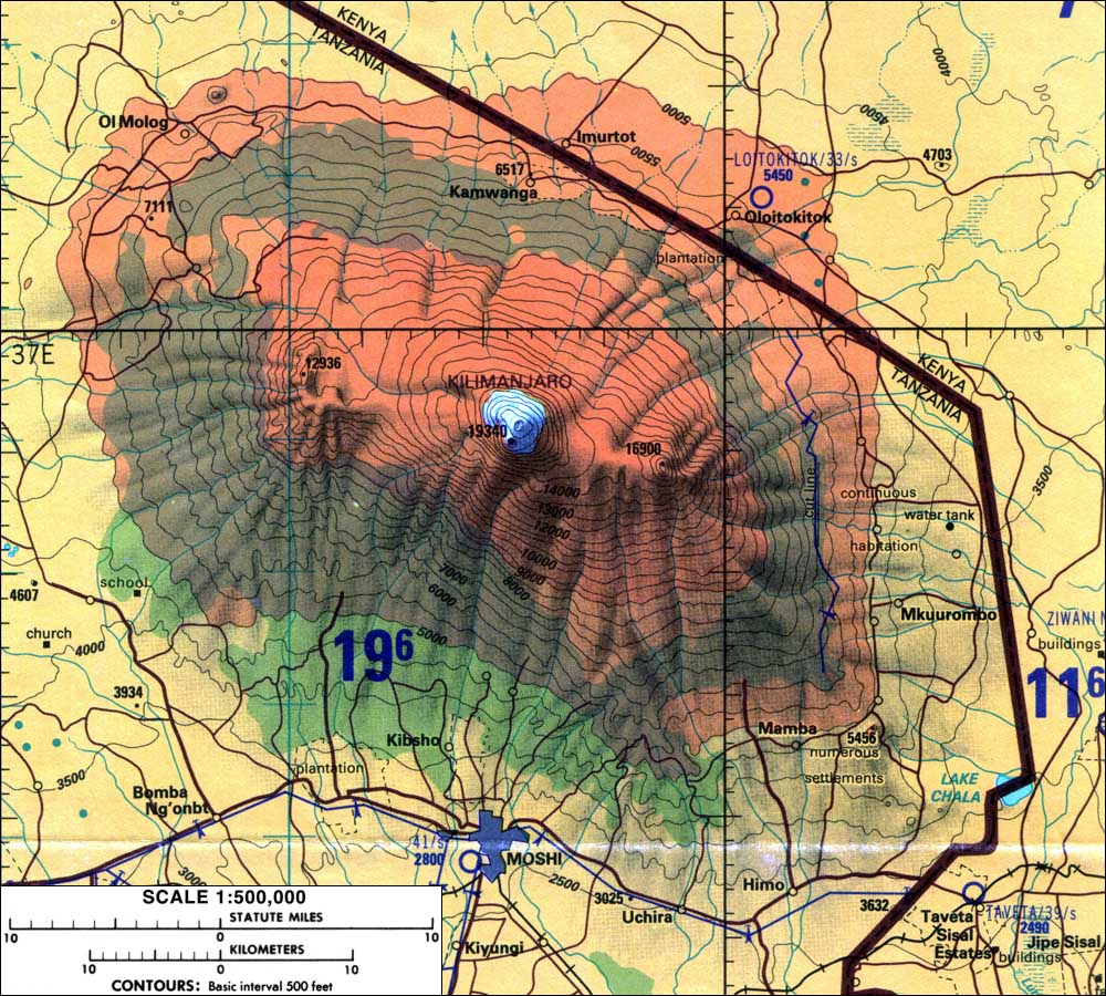 登山首页 山峰资料 5000米级别山峰 乞力马扎罗山 资料图库--地形图