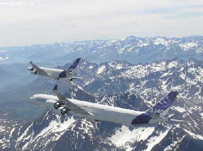 空客A380和A340。（资料图片）