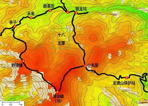 登山首页 山峰资料 1000米山峰 清凉峰 资料图库--地形图,等高线