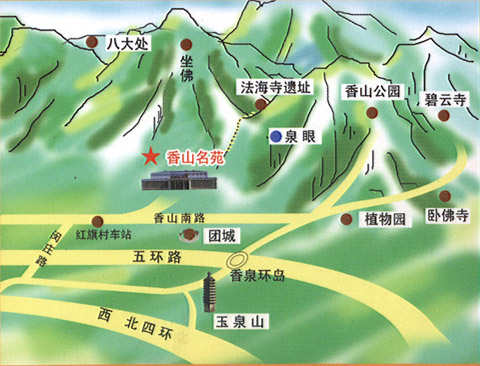 山峰资料 1000米以下级别山峰 香山 资料图库--地形图,等高线图,gps图