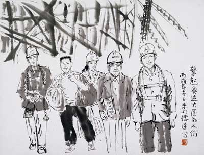 朱明德先生的奥运主题素描作品