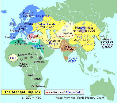 1200-1480年蒙古帝国板块地图图片