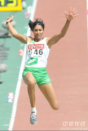 图文：大阪世界田径锦标赛预赛 印度跳远选手