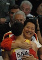 图文：杨威卫冕男子个人全能 与教练的拥抱