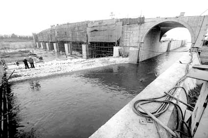 温榆河和通惠河的水注入京杭大运河重新蓄水后的大运河河道
