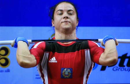 图文：女子53公斤级 白俄罗斯选手获得银牌