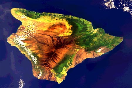 欧空局于2002年用卫星拍摄到的夏威夷火山
