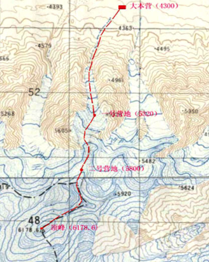 图文:青海玉珠峰登山线路图 顶峰海拔6178.6米