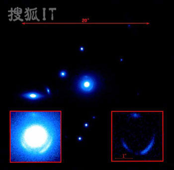 左下角为这一迷你星系，右下角为普通的小型星系。
