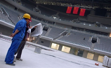 图文：奥运场馆火热建设中 国家体育馆内部