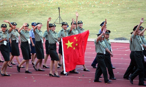 图文:世界军人运动会开幕仪式 中国代表团入场