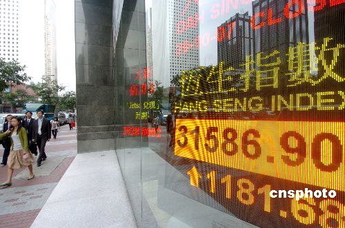 香港股市升逾千点 恒生指数再创新高(图)