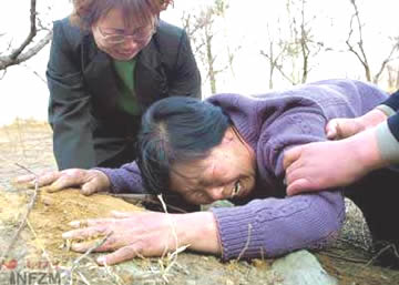 聂树斌的母亲哭倒在聂的坟上