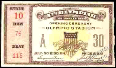 1932年第十届奥运会门票
