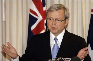 澳大利亚总理陆克文与印尼总统举行会谈