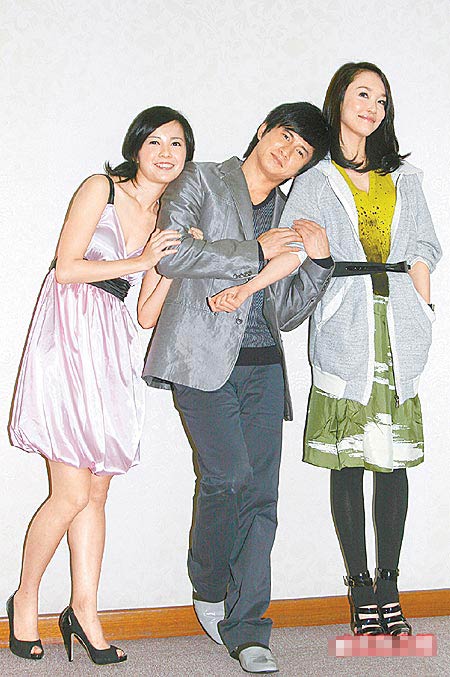 范文芳（右起）、吴奇隆、林家宇昨为中视《聊斋奇女子》宣传