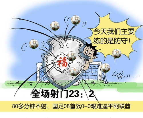 刘守卫漫画:国足80分钟不射 新年首战主练防守