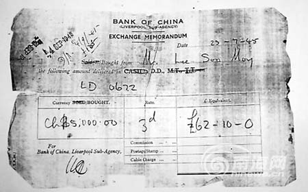 父亲60年前英国银行留存款 80老汉今取款难(图)
