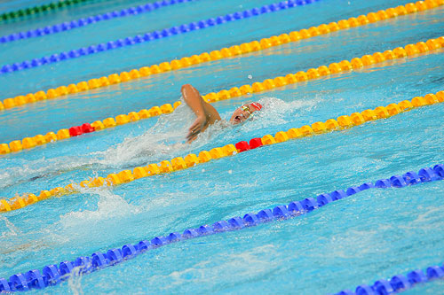 图文:张琳获男子1500米自由泳冠军 奋勇直行