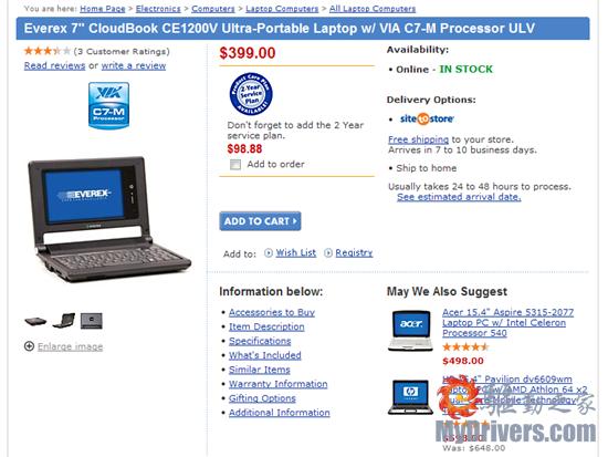 399美元低价笔记本CloudBook终于开卖