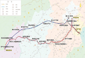 被誉为"绿色奥运信誉工程"的中国石油陕京输气管道走向图