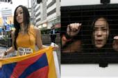 组图：女藏独分子干扰香港火炬传递被逮捕