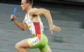 图文：中国田径赛男子4X400米接力 澳大利亚队