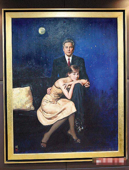 林瑞陽辦公室掛著兩人的親密肖像畫