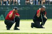 图文：美国高尔夫公开赛伍兹夺冠 观察球的路线