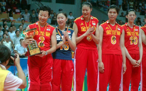 中国队队员在颁奖仪式上